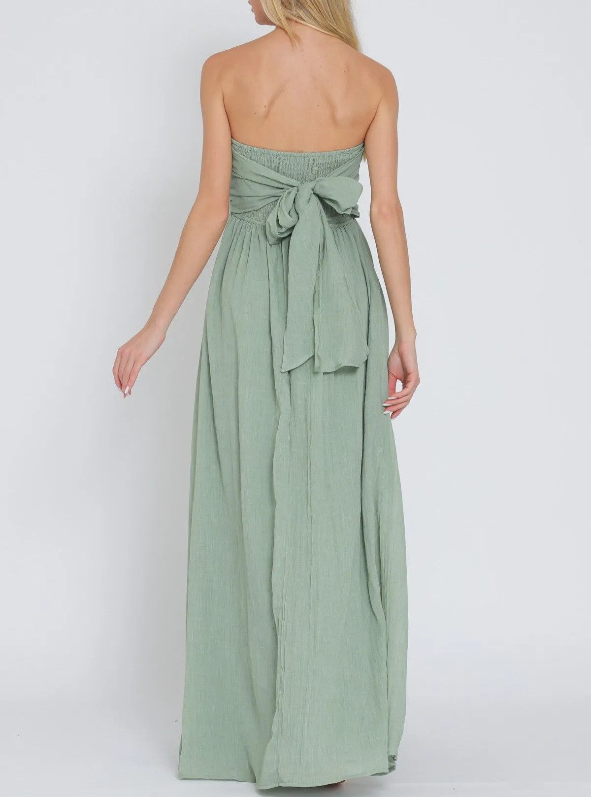 Sandy Shores Strapless Bow Tie Back Midi Dress (Assorted)