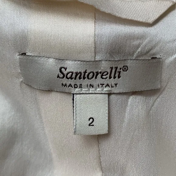 Santorelli Italian linen tan blazer with white accents size 2