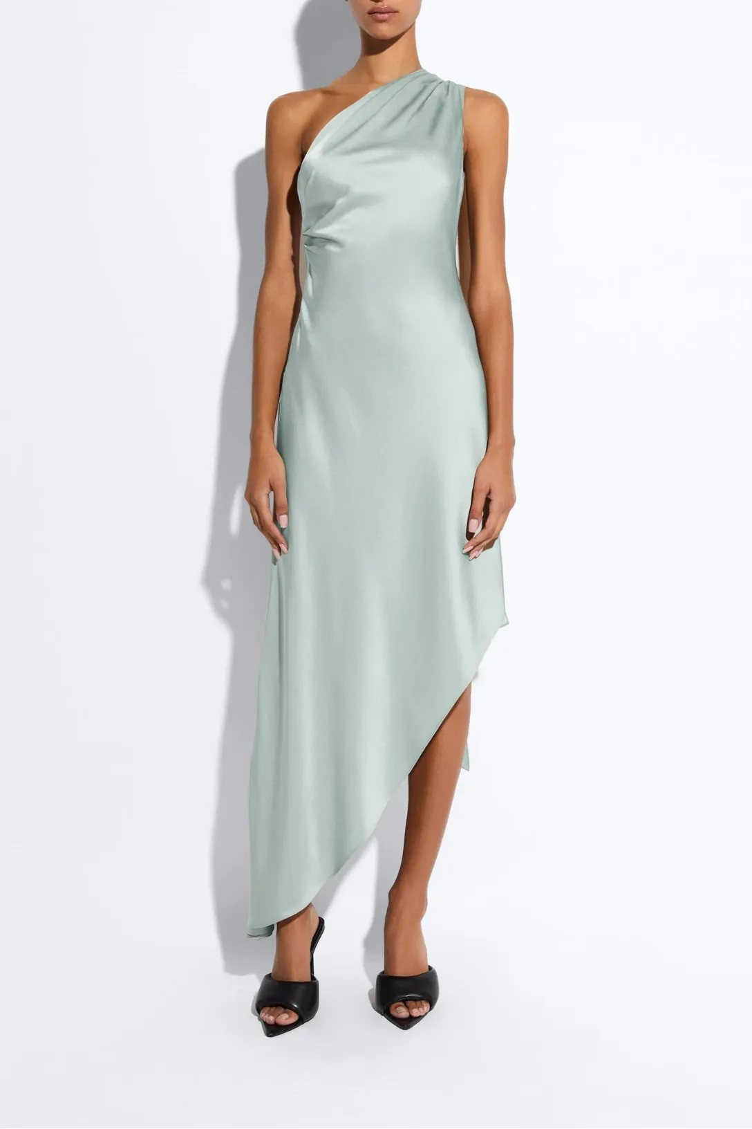 Satin One Shoulder Dress | Jade