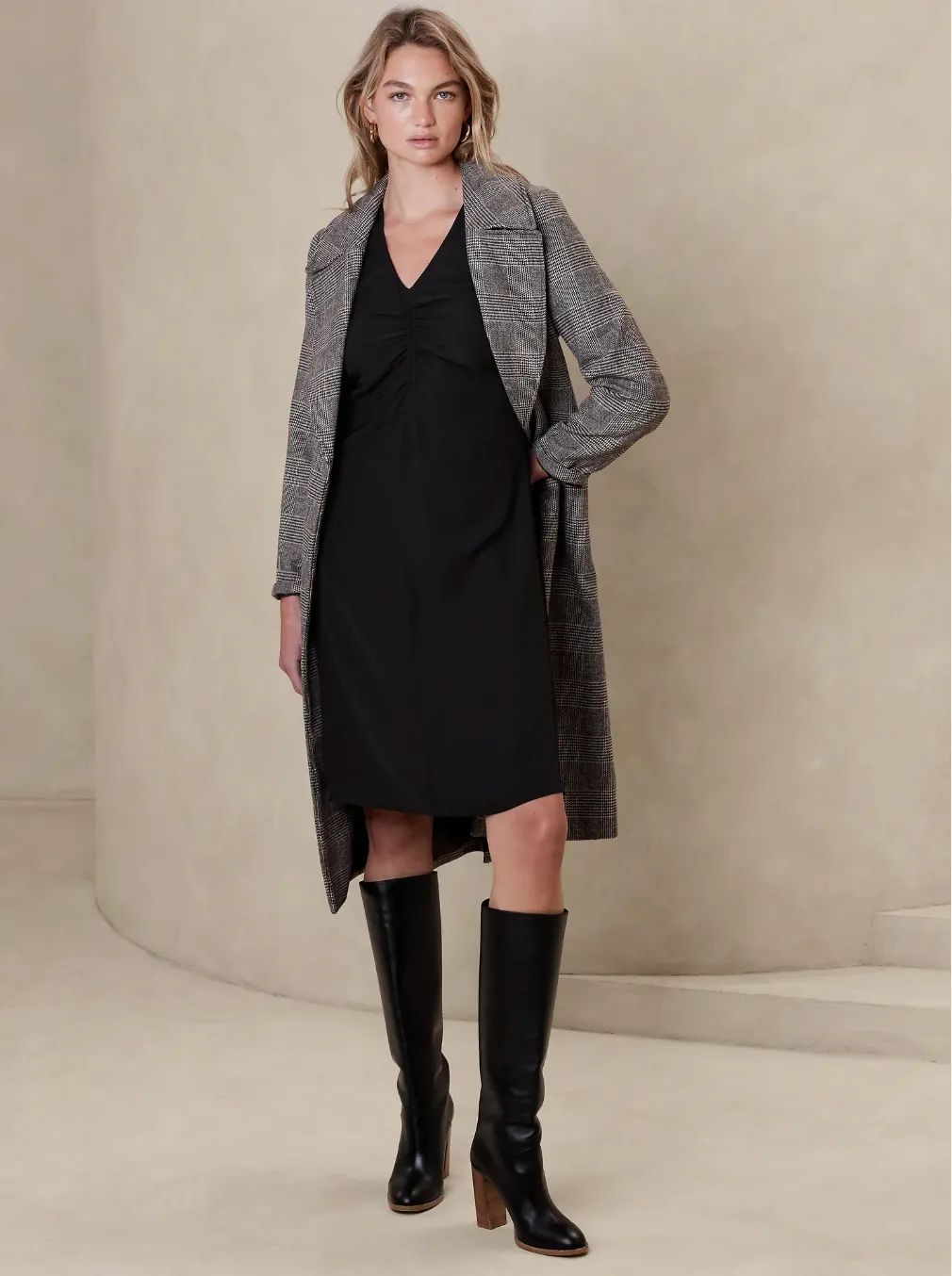 Shirred Midi Dress
