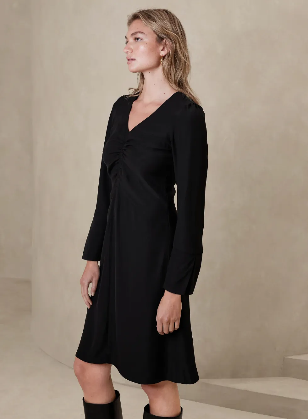 Shirred Midi Dress