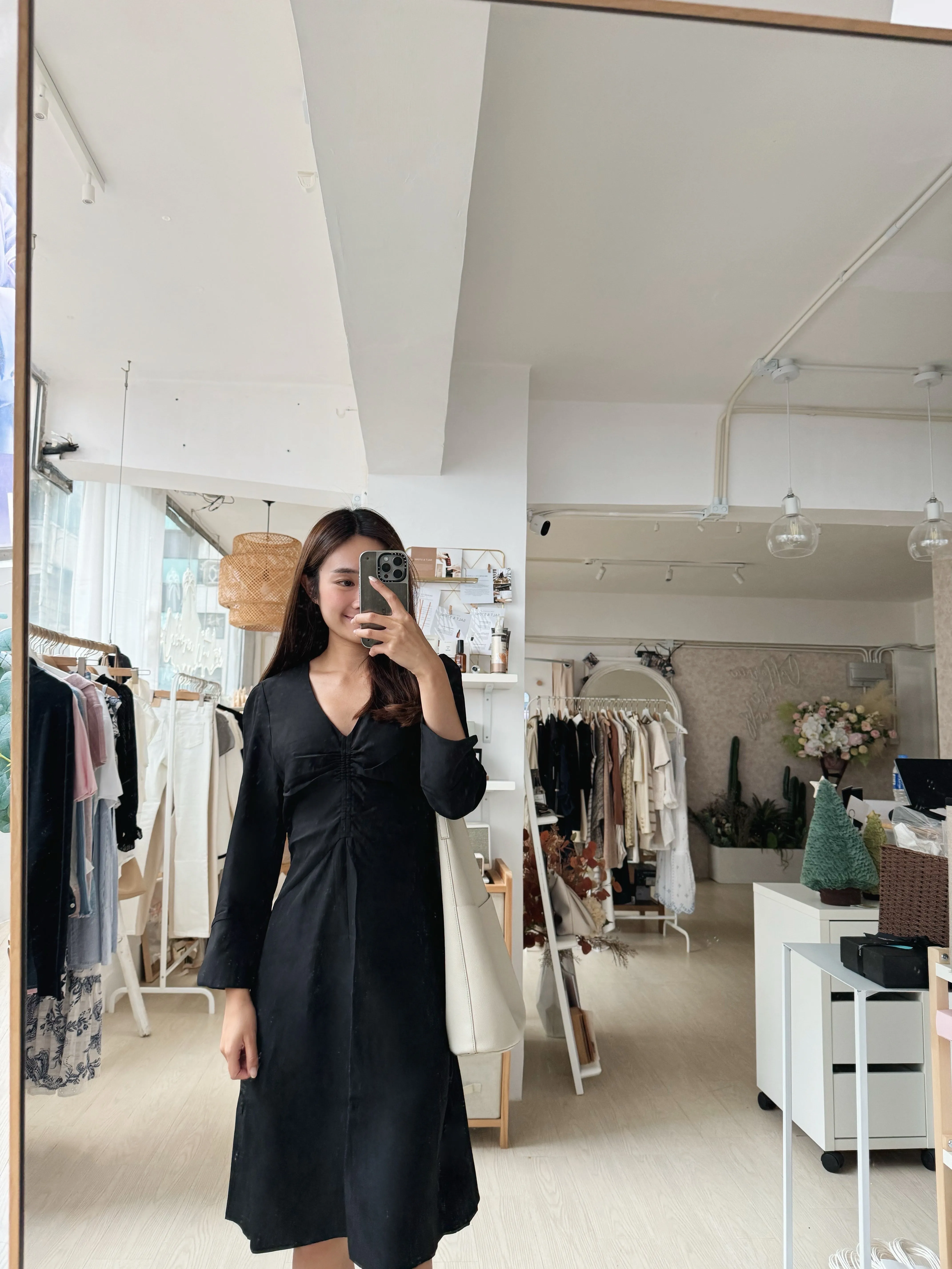 Shirred Midi Dress