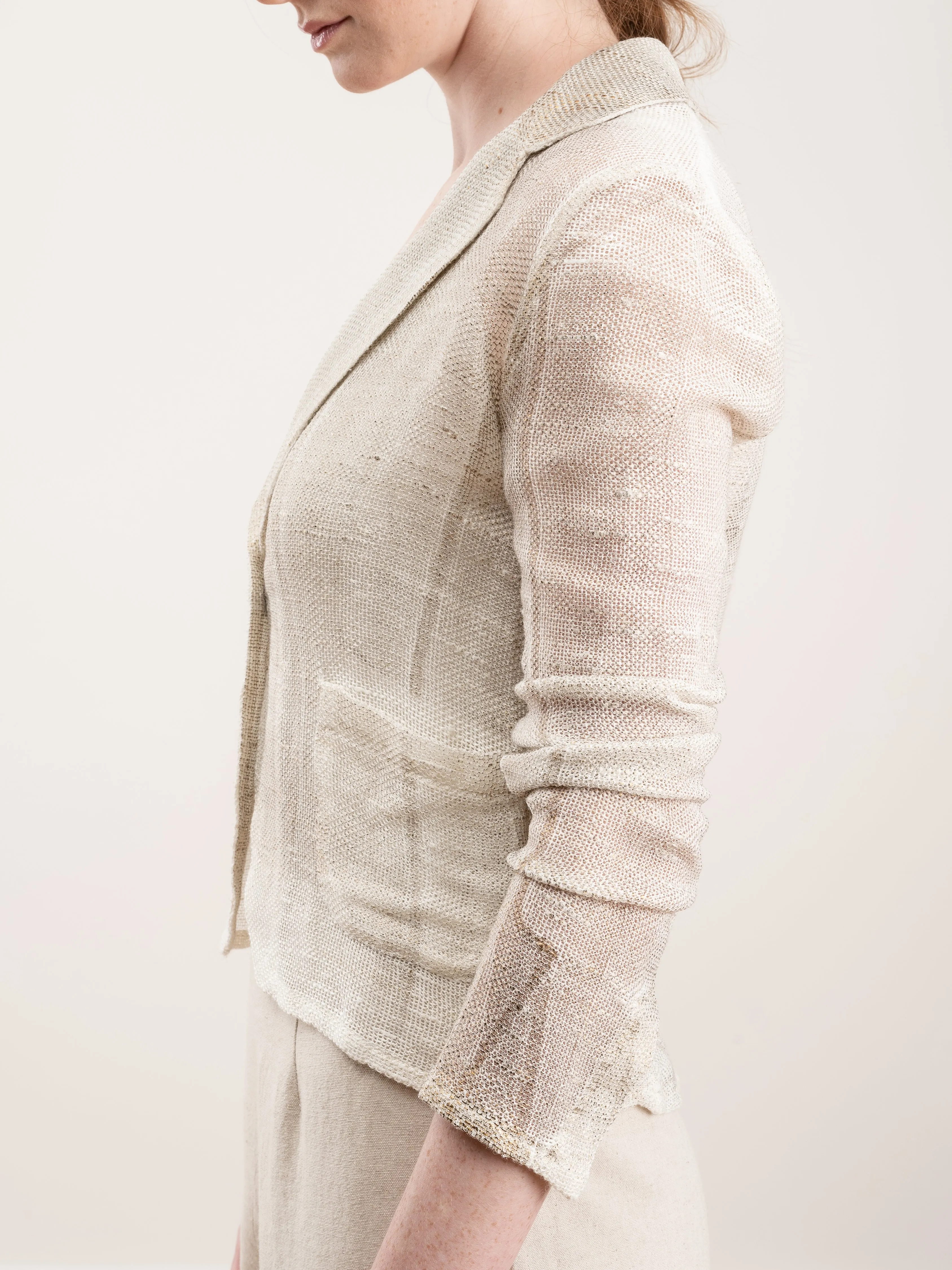 short rever jacket with lamination - bronzo