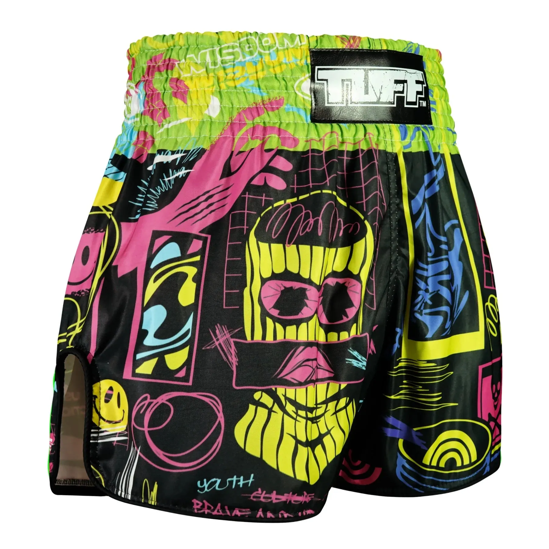 Shorts de Muay Thai Tuff High Cut Retro "Neon Graffiti"