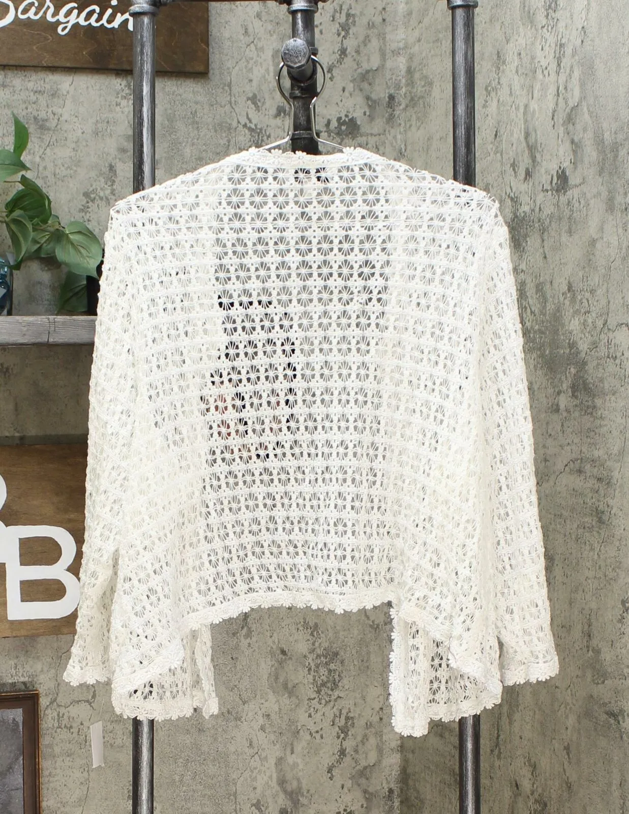 Signature by Robbie Bee Women's Plus Crochet Lace Shrug Jacket