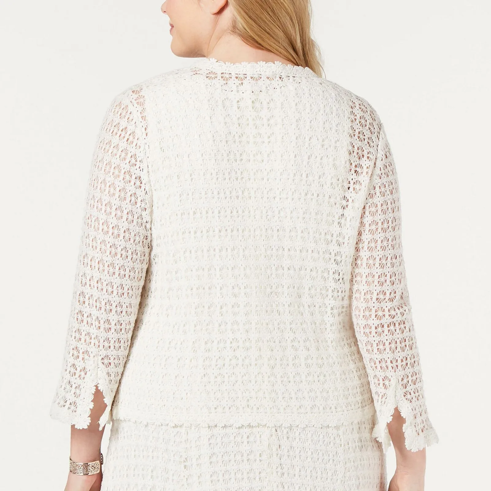 Signature by Robbie Bee Women's Plus Crochet Lace Shrug Jacket