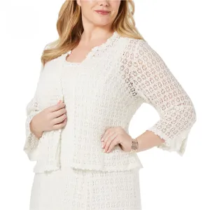 Signature by Robbie Bee Women's Plus Crochet Lace Shrug Jacket