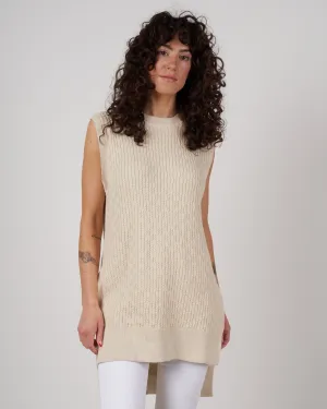 sleeveless cable top - ivory