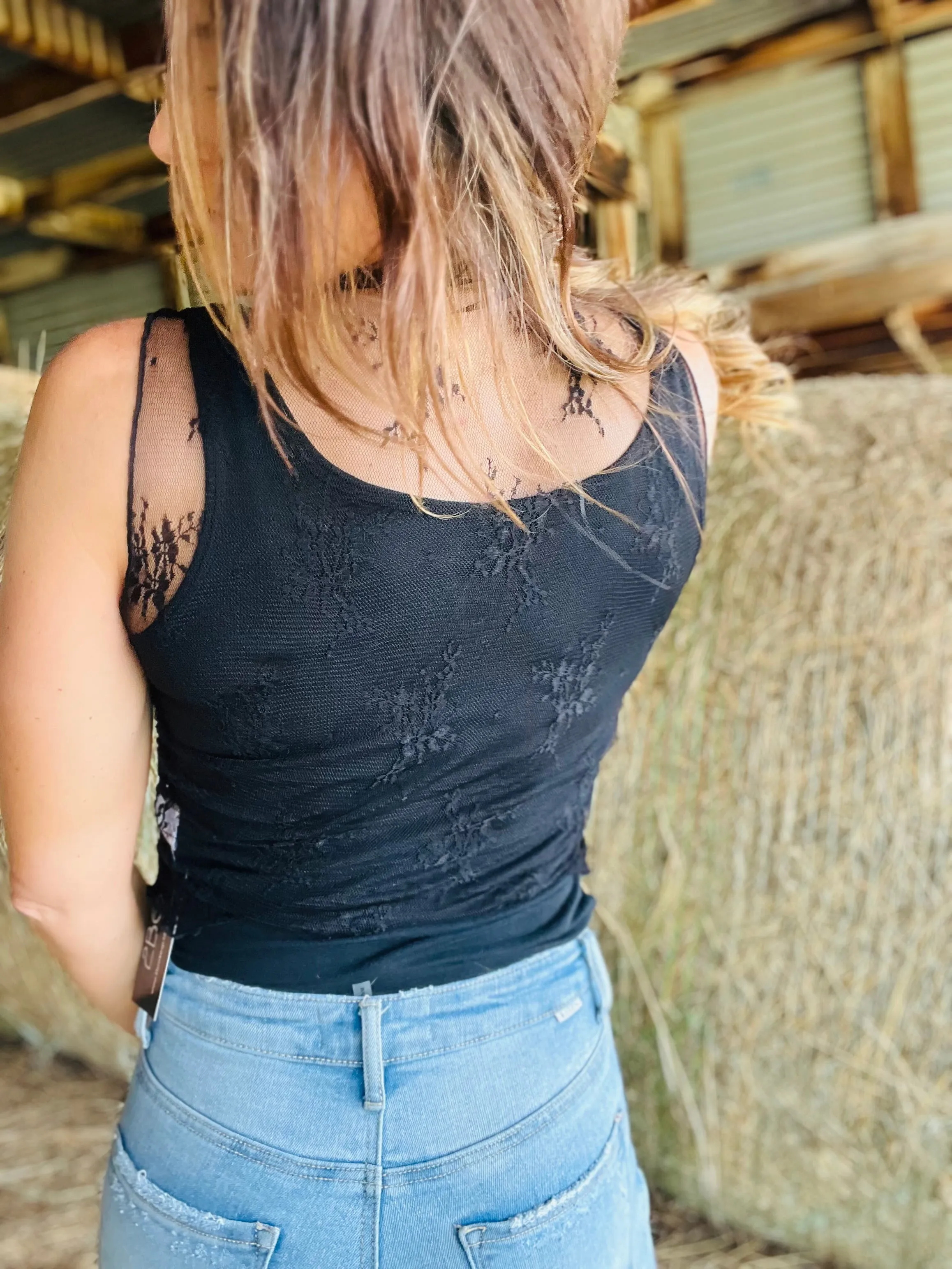 Sleeveless Sheer Lace Top