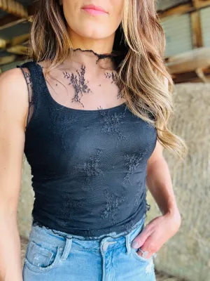 Sleeveless Sheer Lace Top