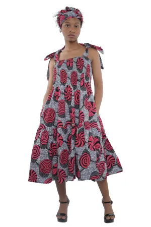 Smocked Tie Shoulder Dress