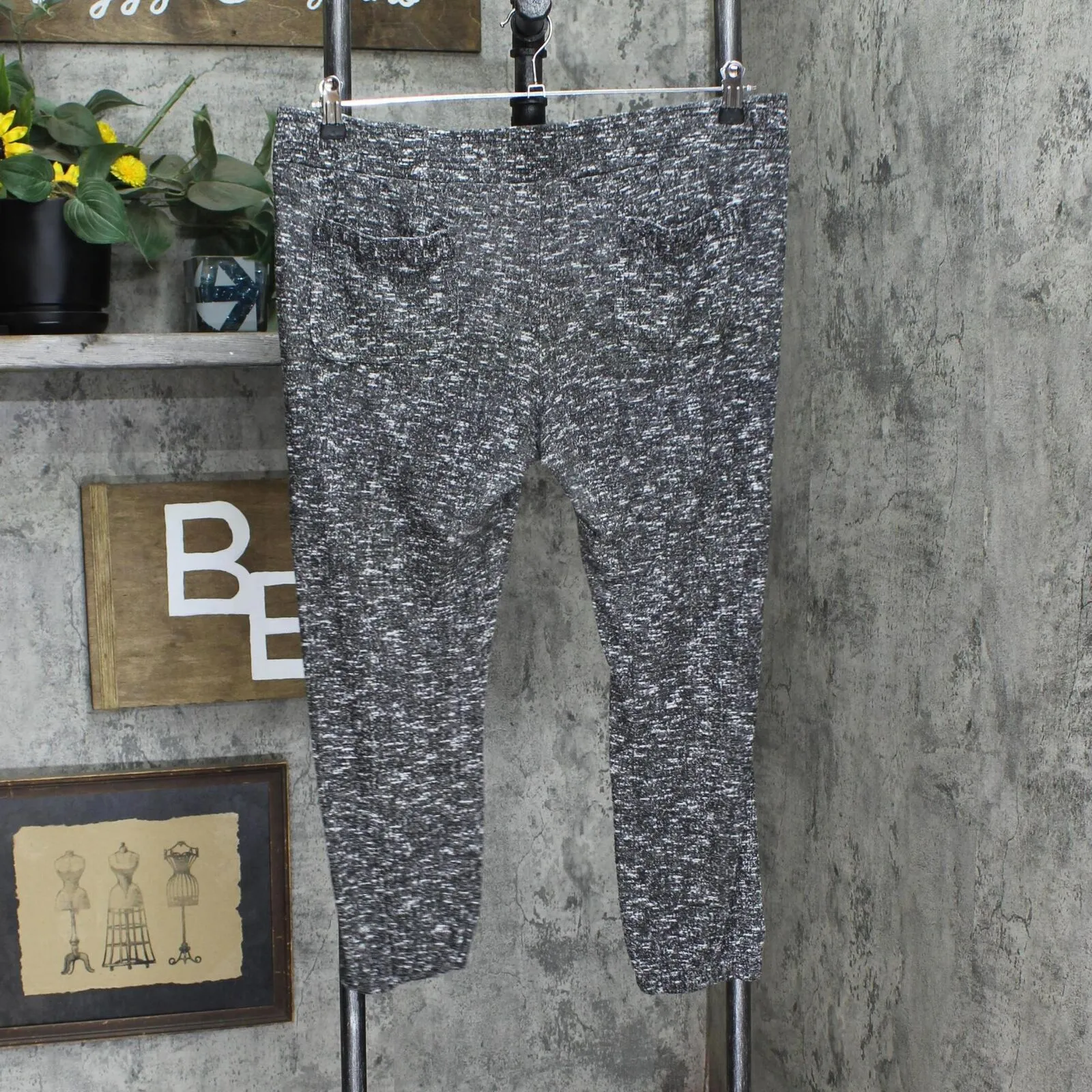 SO Womens Knit Lightweight Sweater Unlined Leggings Black Marble XL