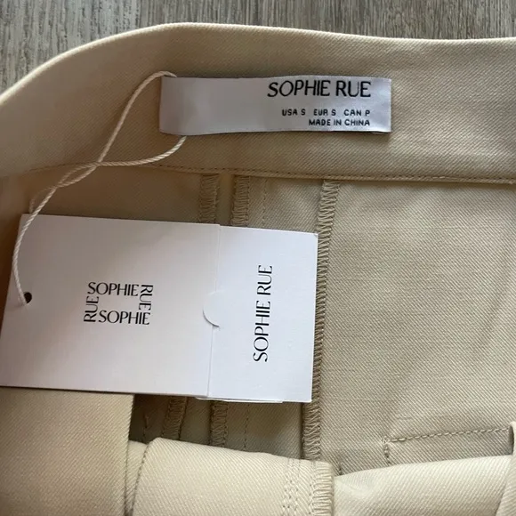 sophie rue corey khaki tan high waisted bermuda long mom shorts size small NEW