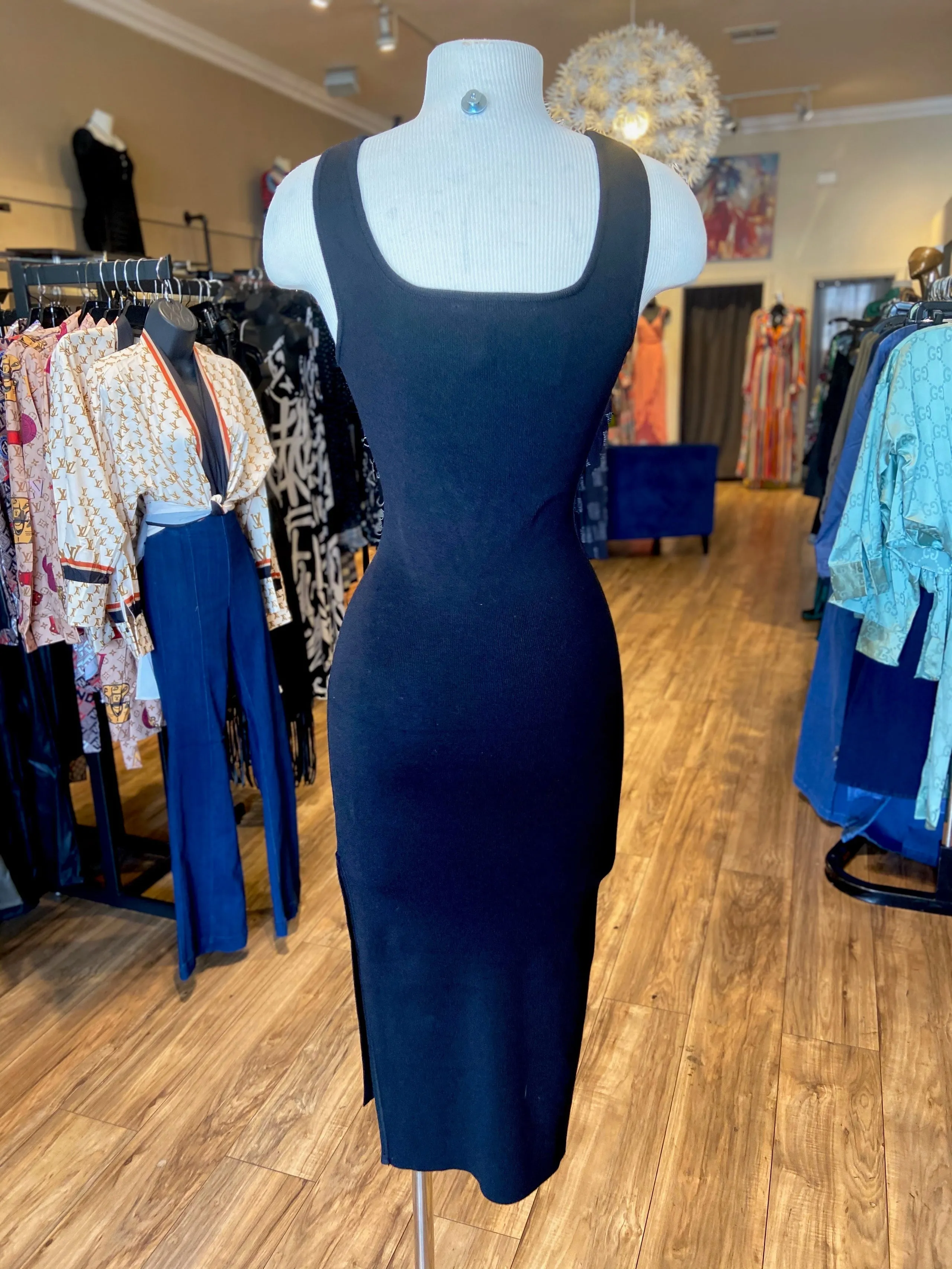 Square Neck Fitted Dress