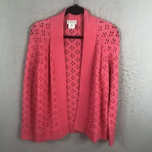 St John Sport Cardigan Womens Small Hot Pink Wool Knit Sweater Neon Classic