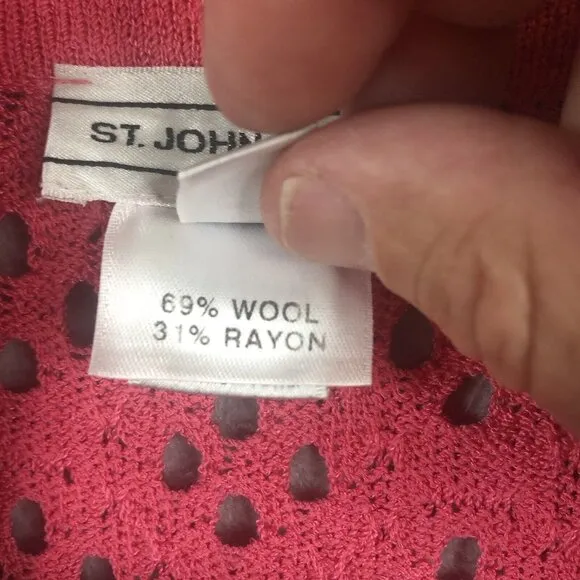 St John Sport Cardigan Womens Small Hot Pink Wool Knit Sweater Neon Classic