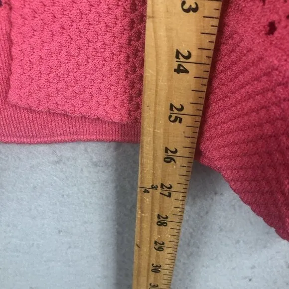 St John Sport Cardigan Womens Small Hot Pink Wool Knit Sweater Neon Classic