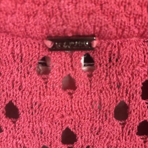 St John Sport Cardigan Womens Small Hot Pink Wool Knit Sweater Neon Classic