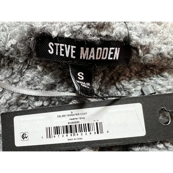 STEVE MADDEN DELSEY HOODED SWEATER CARDIGAN COAT GRAY WOMENS SIZE SMALL