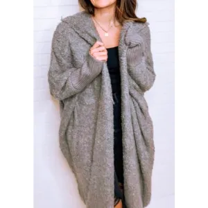 STEVE MADDEN DELSEY HOODED SWEATER CARDIGAN COAT GRAY WOMENS SIZE SMALL