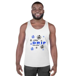STFU Drip Too Hard Unisex Tank Top - Blue & Black on White