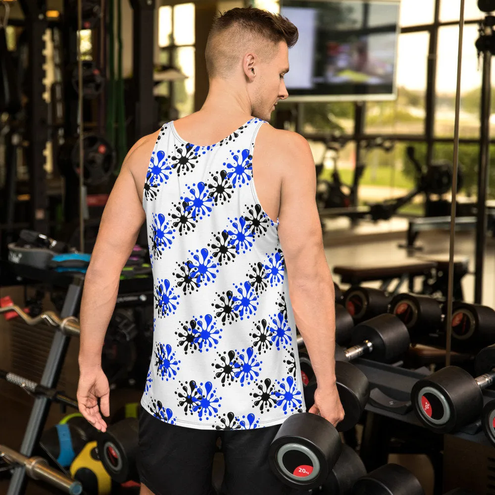 STFU Drip Too Hard Unisex Tank Top - Blue & Black on White