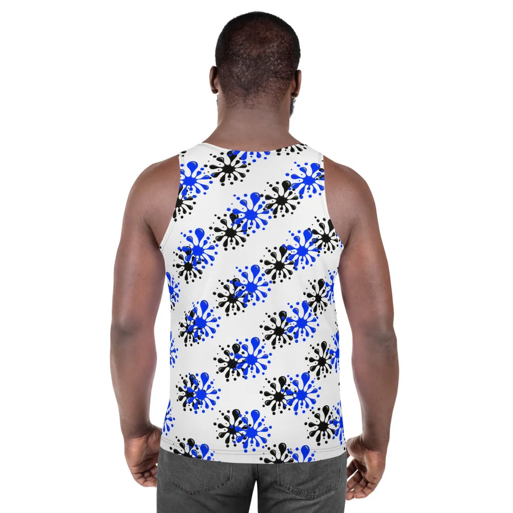 STFU Drip Too Hard Unisex Tank Top - Blue & Black on White