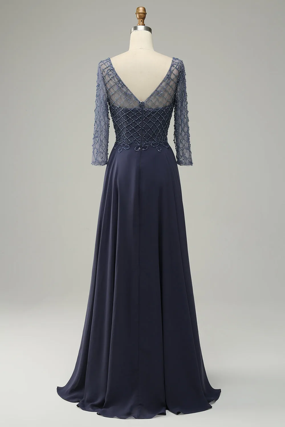 Stormy Illusion Neck Beading Long Mother of the Bride/Groom Dress