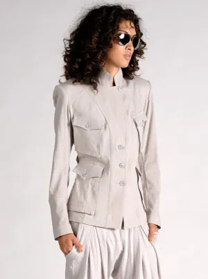 Stretch Linen Cargo Blazer