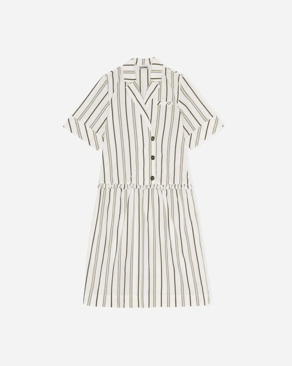 Stripe Cotton Blazer Dress - Mix Stripe Yellow