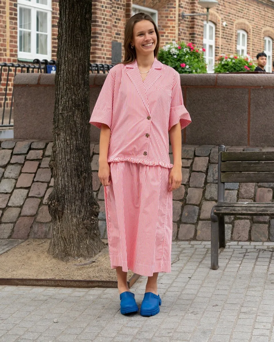 Stripe Cotton Blazer Dress - Thin Stripe Orangedotcom