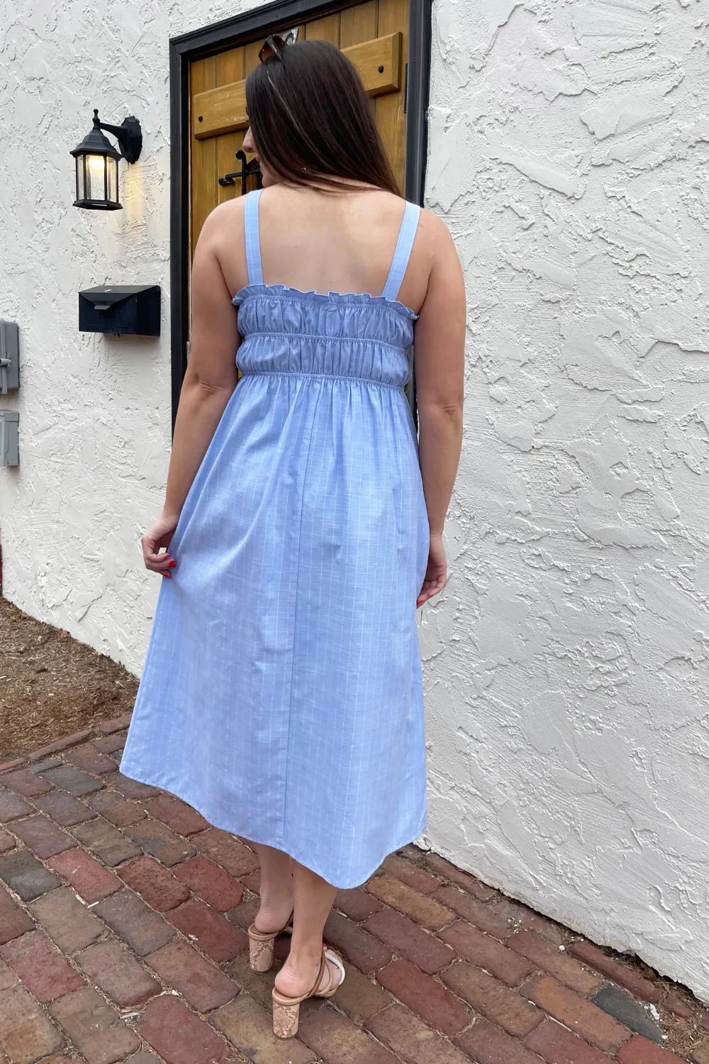 Stripe Long Dress with Elastic Top