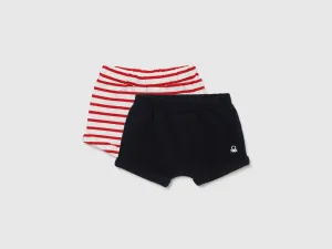 Striped and Solid Baby Shorts - Pack of 2