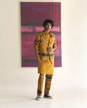 Summer Jacket Blazer Animal Rana Linen Mustard OW306LI390 SuketDhir