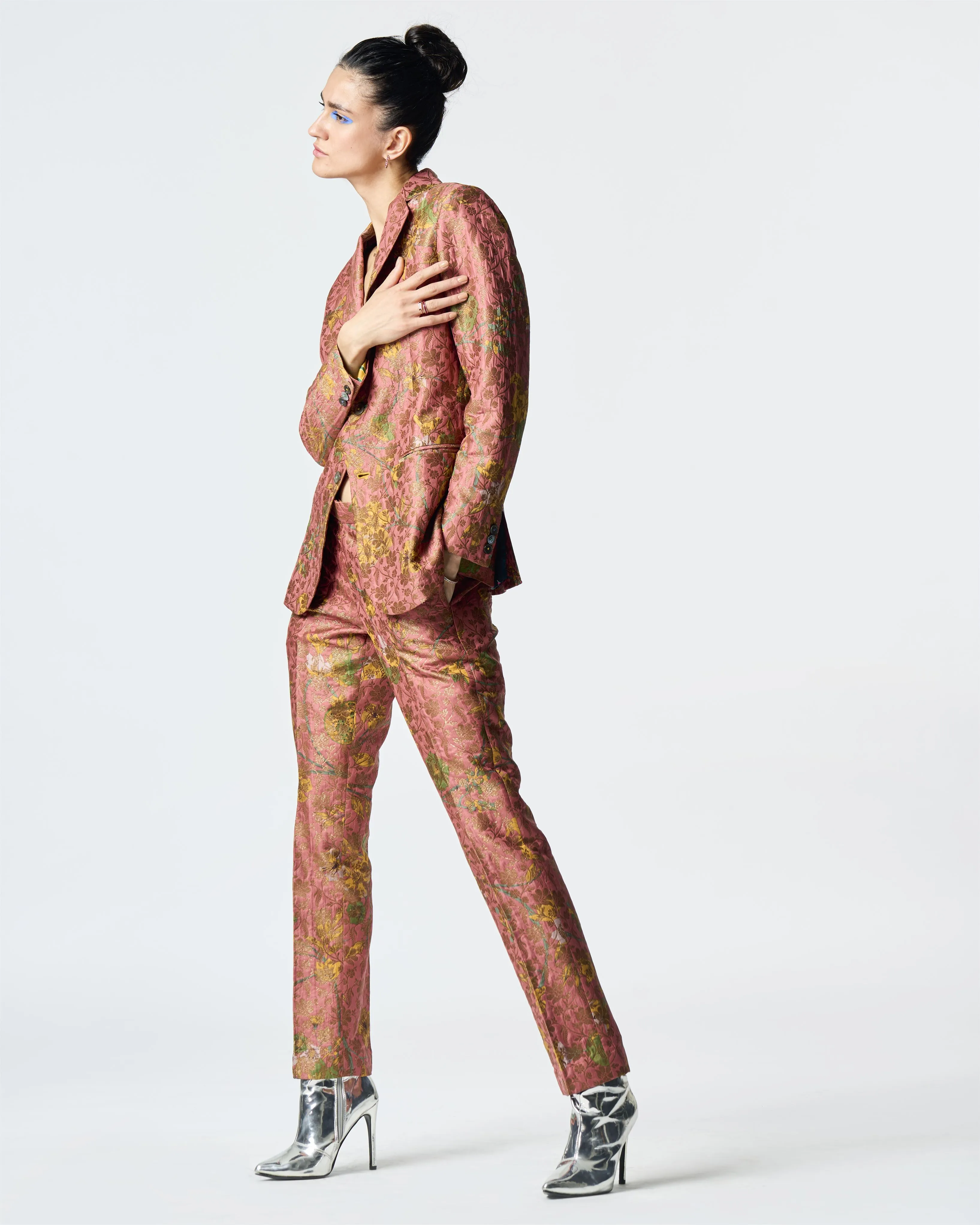 Summer-Jacket Blazer Rana Rose Silk Brocade-Fashion Edit Orchard-WOW306SB537-SUKETDHIR