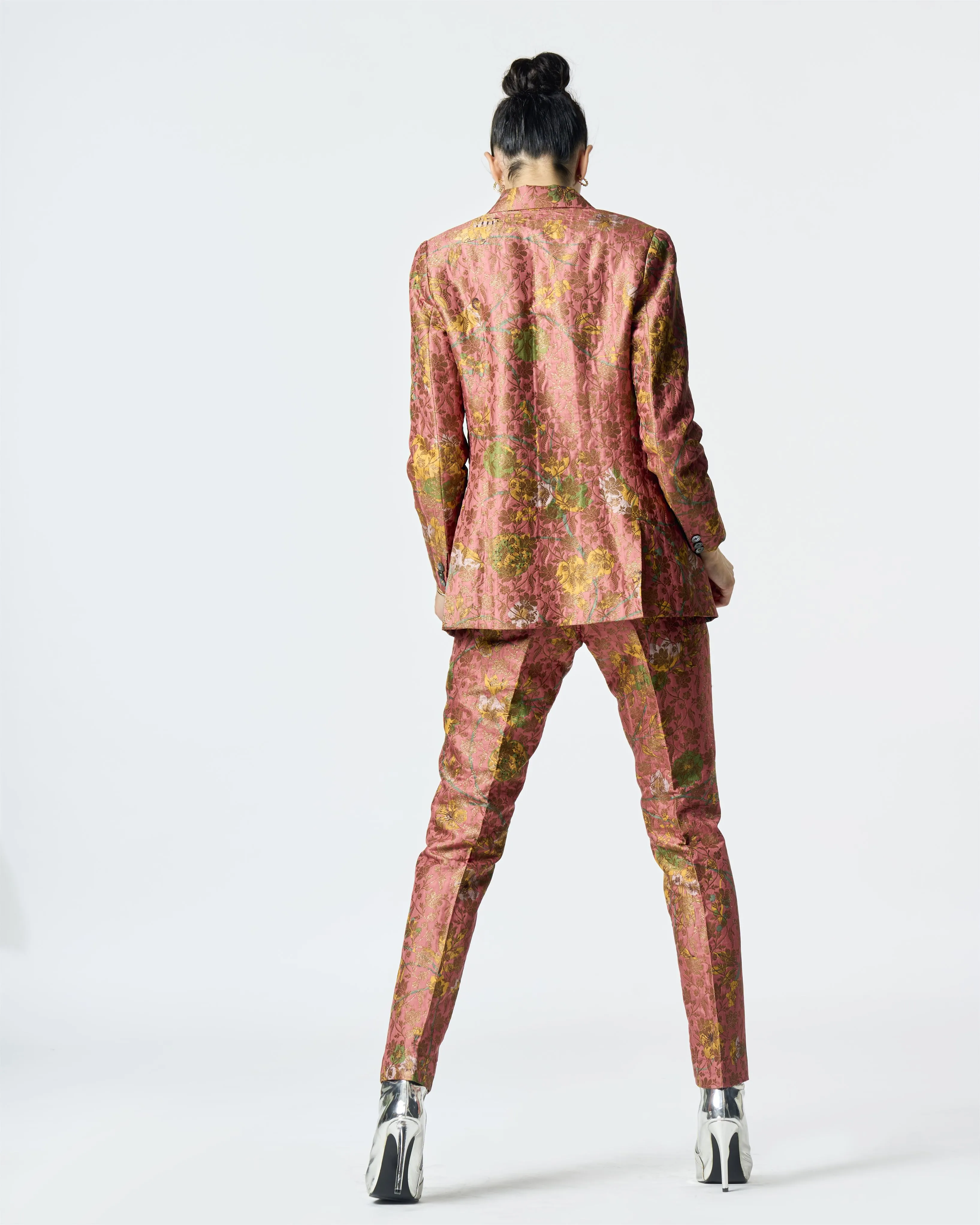 Summer-Jacket Blazer Rana Rose Silk Brocade-Fashion Edit Orchard-WOW306SB537-SUKETDHIR
