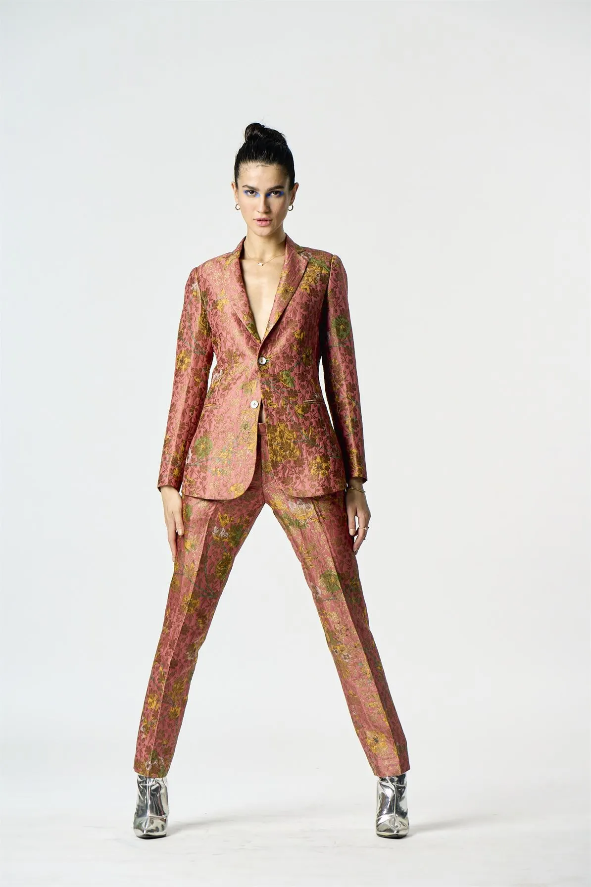 Summer-Jacket Blazer Rana Rose Silk Brocade-Fashion Edit Orchard-WOW306SB537-SUKETDHIR