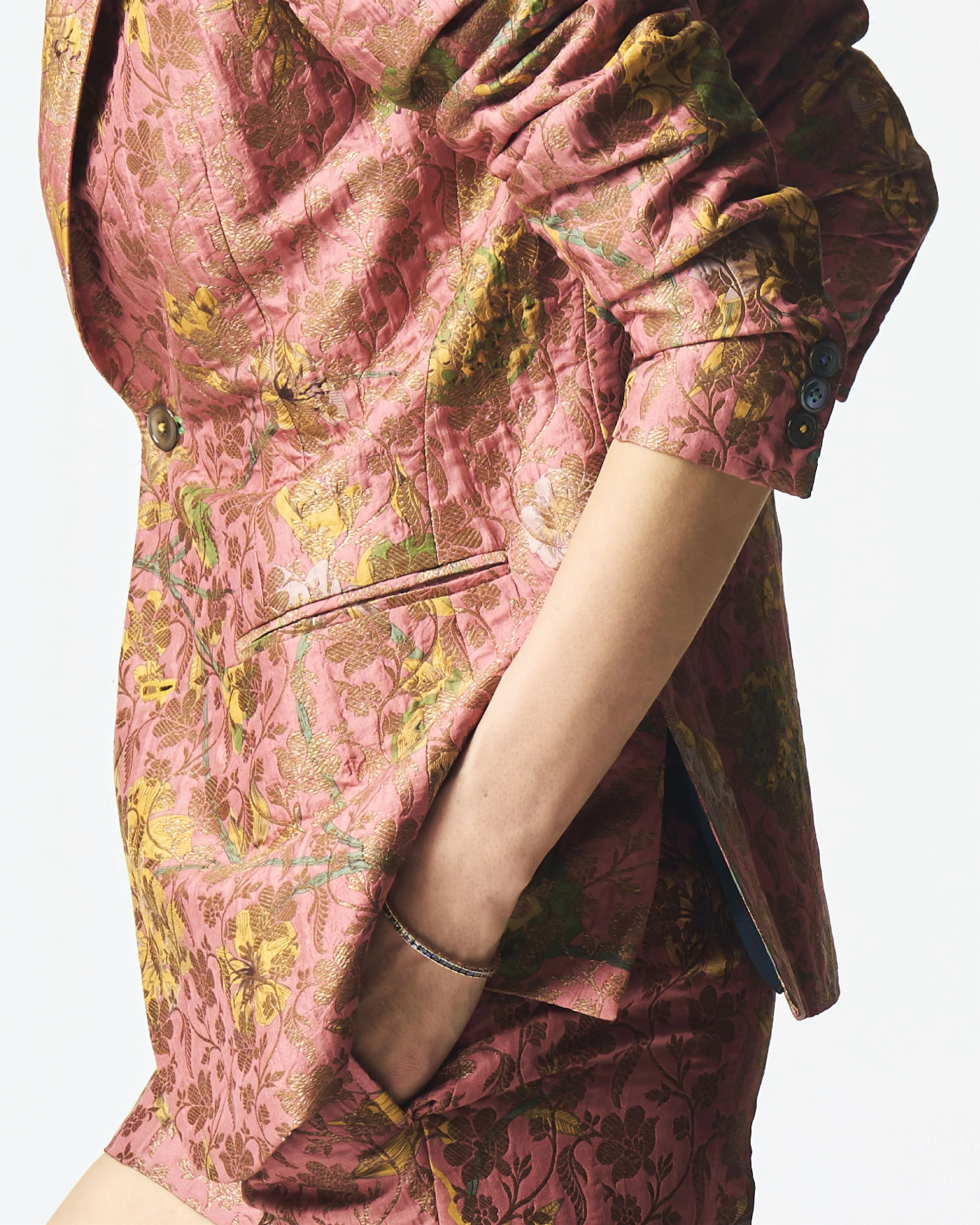 Summer-Jacket Blazer Rana Rose Silk Brocade-Fashion Edit Orchard-WOW306SB537-SUKETDHIR