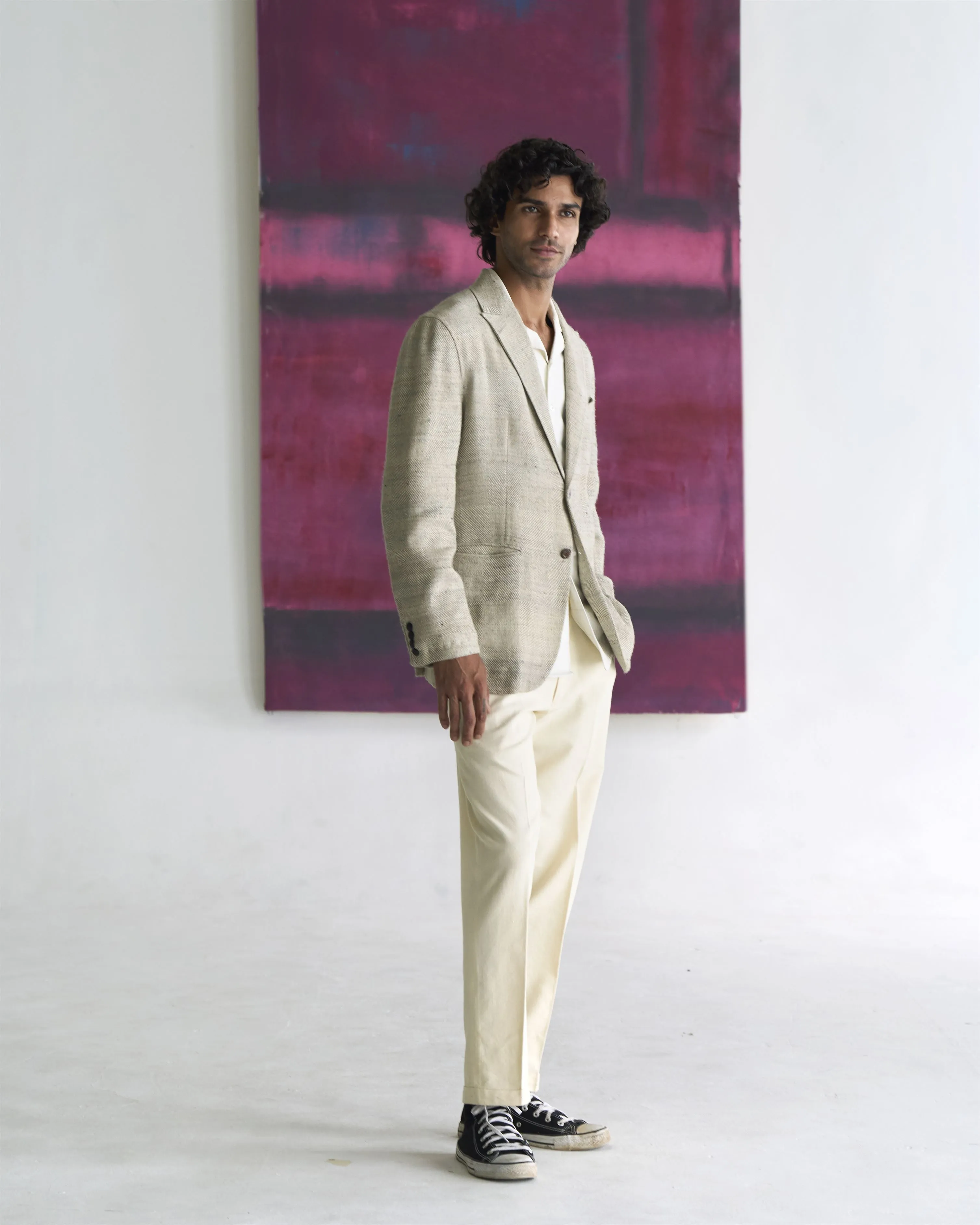 Summer Jacket Blazer Rana Silk Eri Off White OW306ES14 SuketDhir