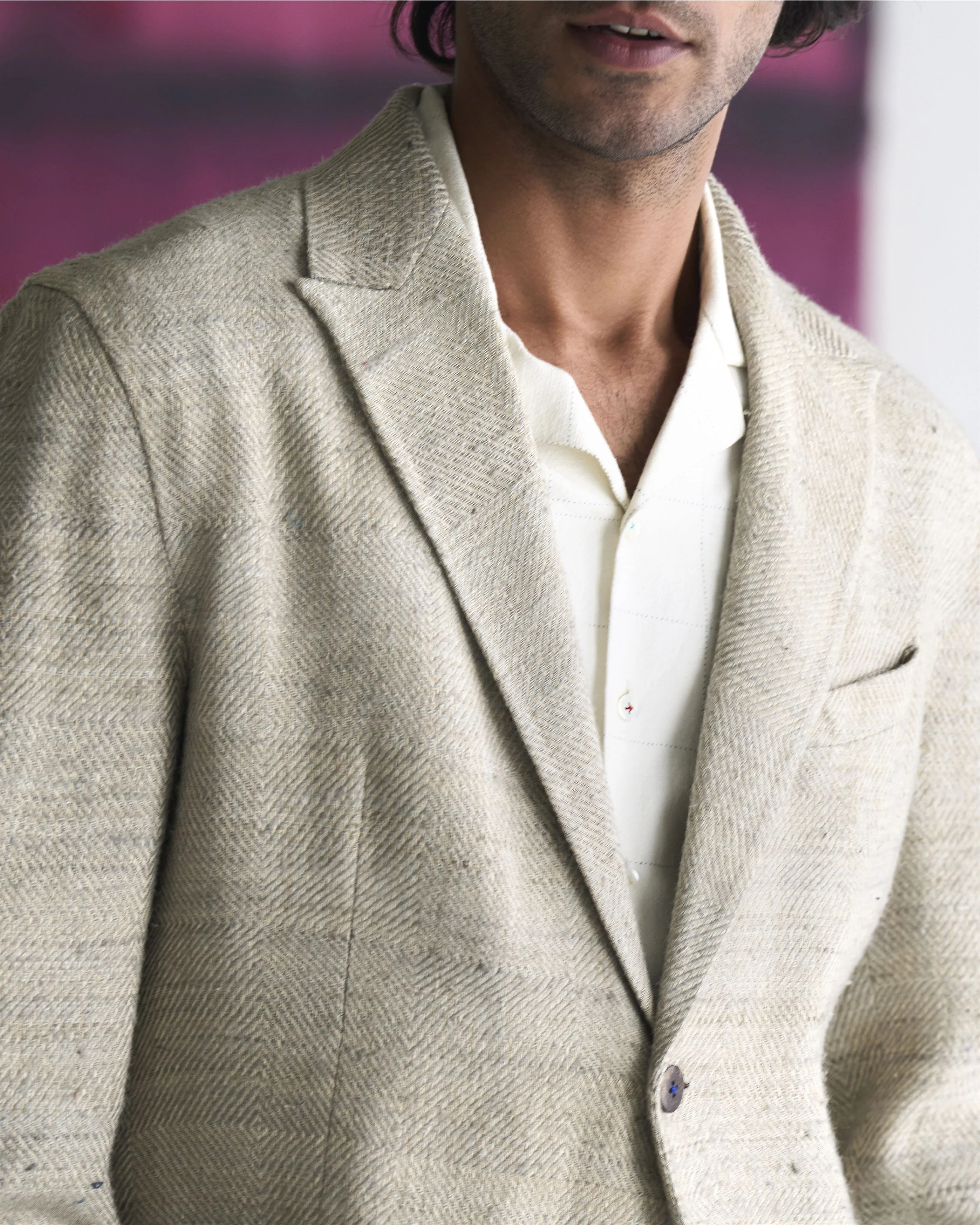 Summer Jacket Blazer Rana Silk Eri Off White OW306ES14 SuketDhir