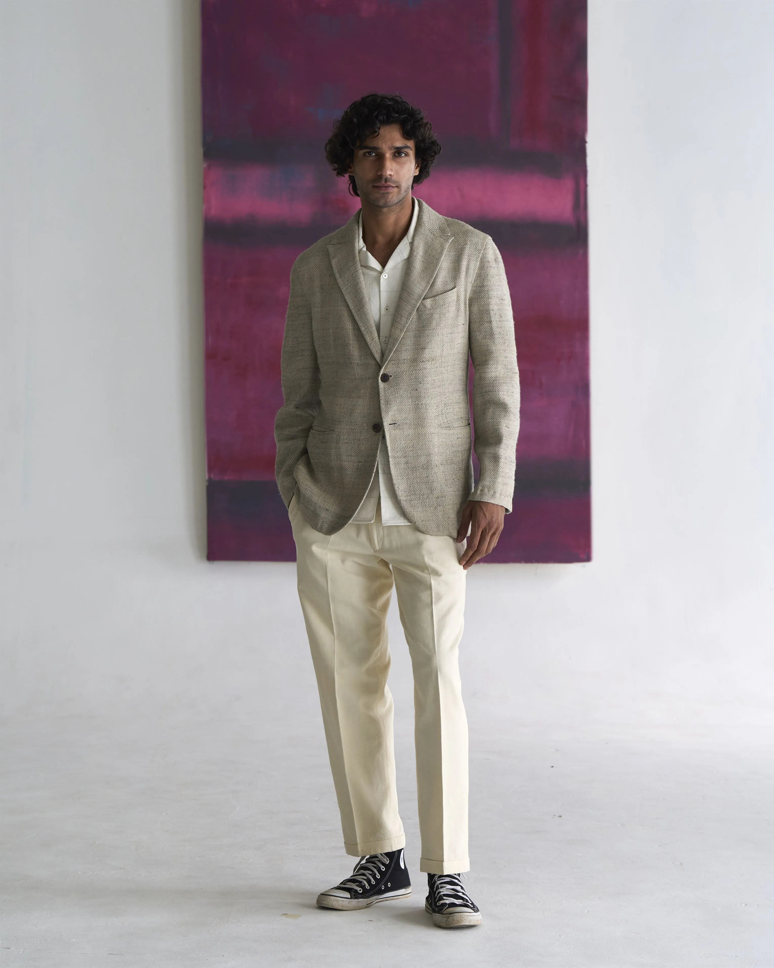 Summer Jacket Blazer Rana Silk Eri Off White OW306ES14 SuketDhir