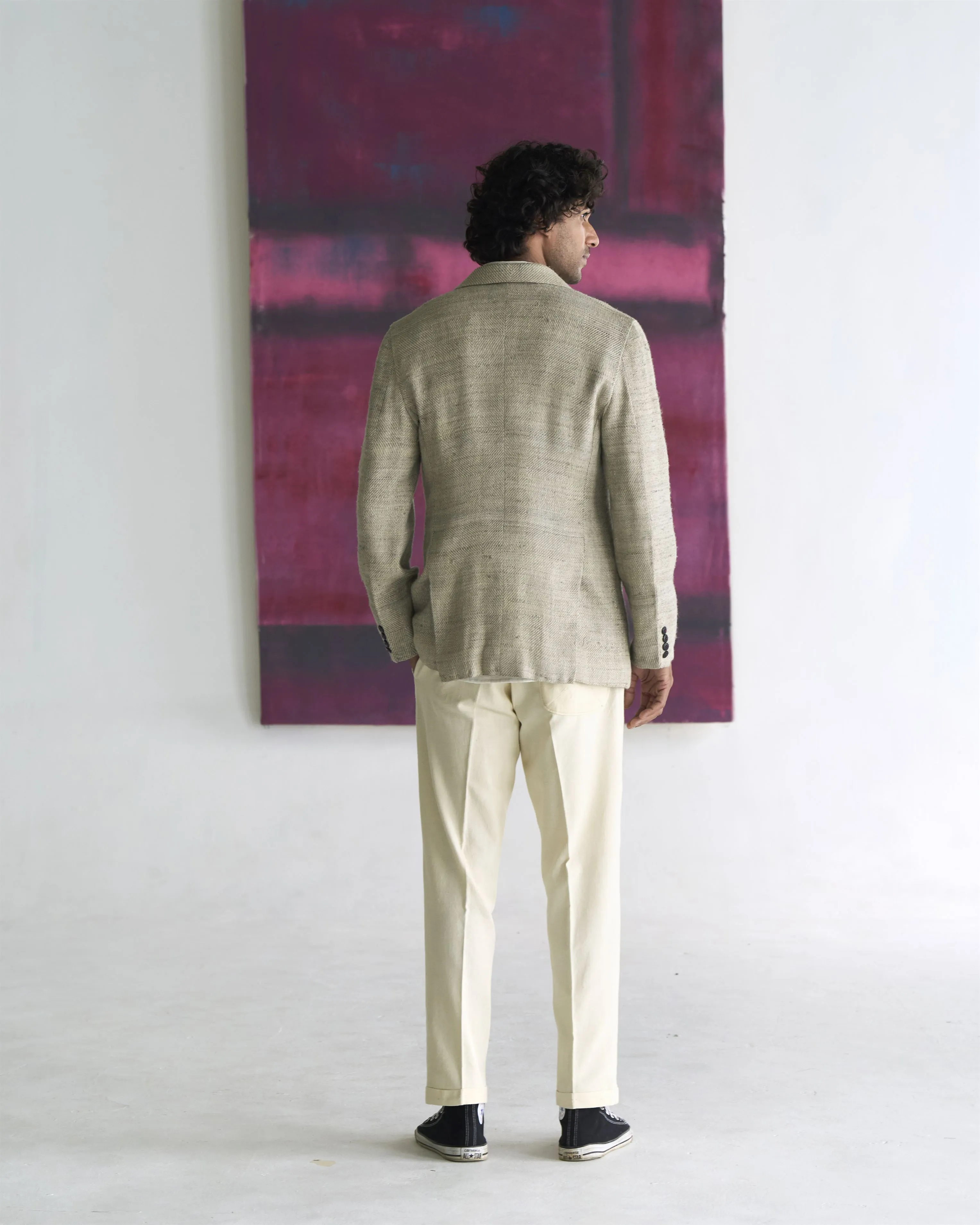 Summer Jacket Blazer Rana Silk Eri Off White OW306ES14 SuketDhir