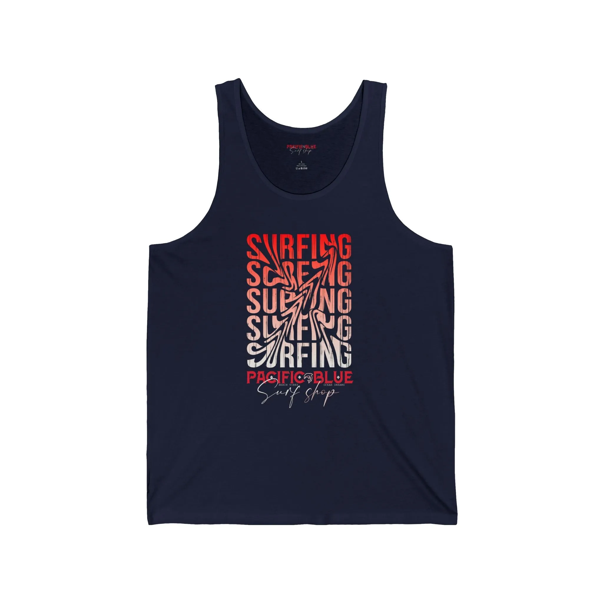 Surfing Red White Swirl 1/ Pacific Blue Surf Shop /WCI/  Tank Top