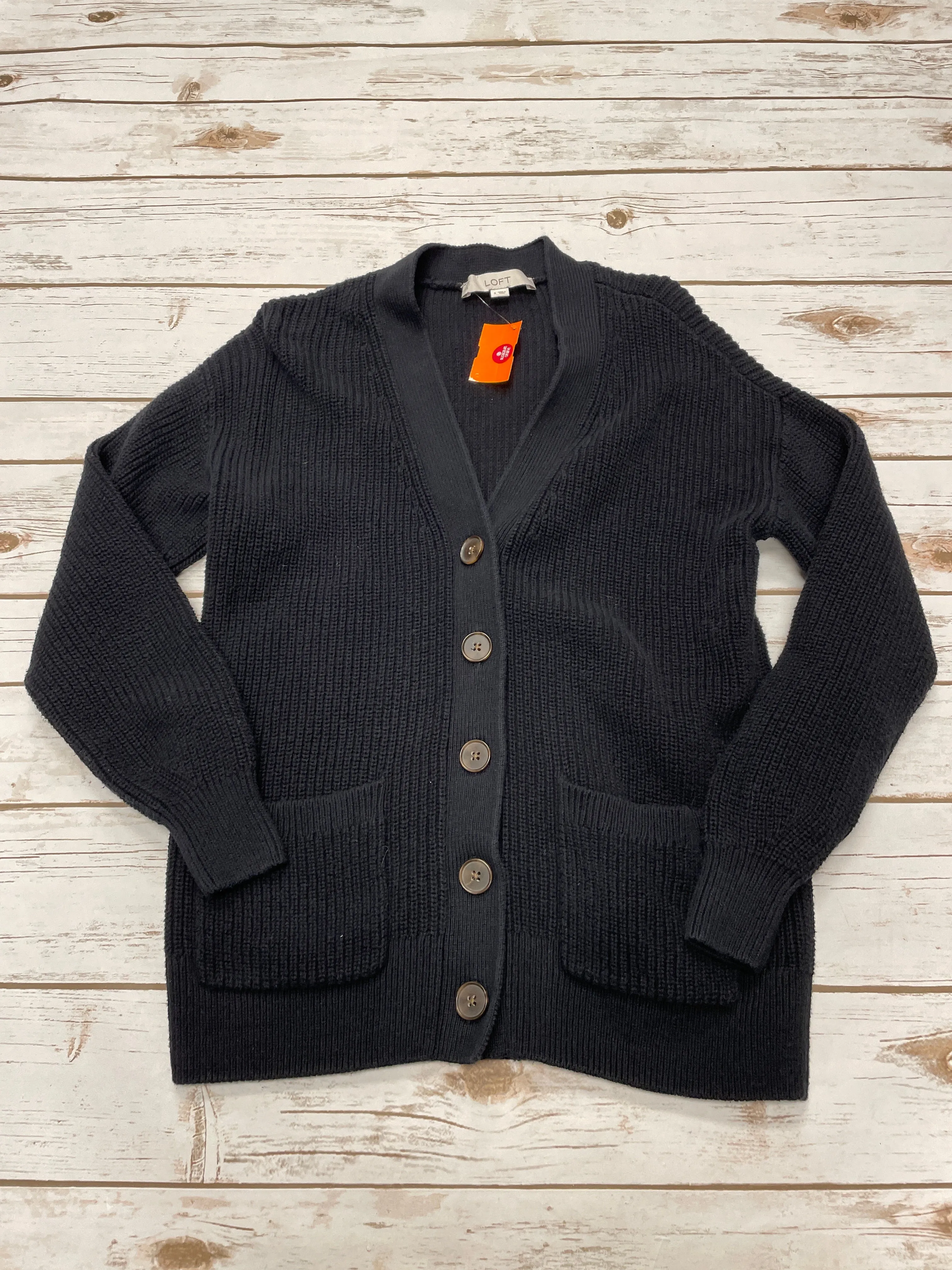 Sweater Cardigan By Loft In Black, Size: S