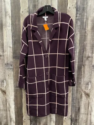 Sweater Cardigan By Nine West In Maroon, Size: S