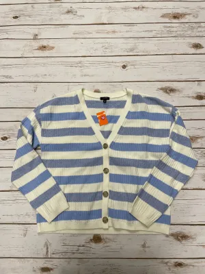 Sweater Cardigan By Talbots In Striped Pattern, Size: M