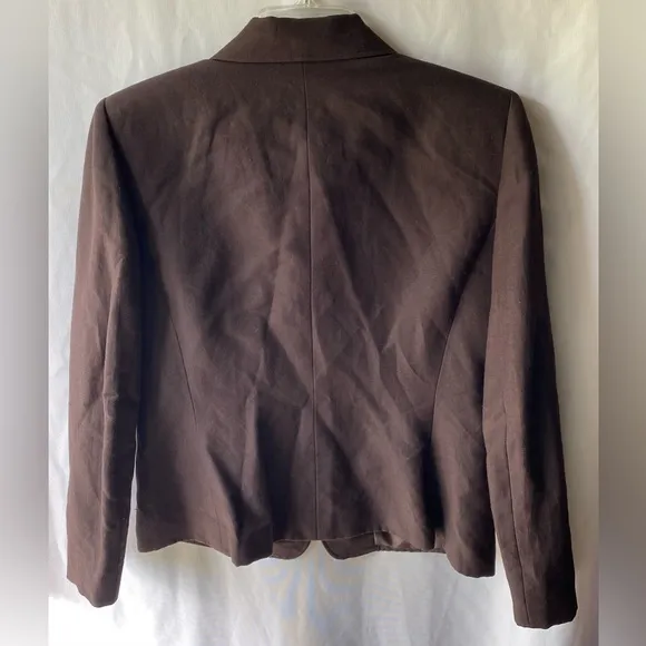 TAHARI Arthur S. Levine Brown Linen Blazer Jacket 12 Petite 3 Button Collared