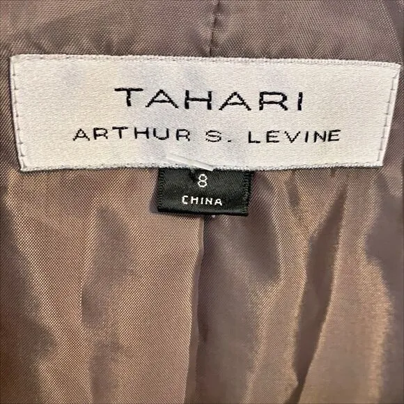 Tahari Brown Melange Linen Blend Skirt Suit Jacket Size 8 Career 2 Pc Set Blazer