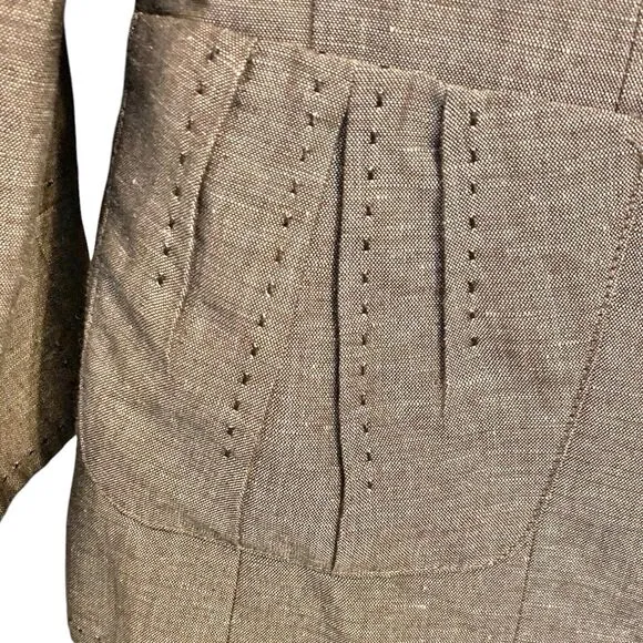 Tahari Brown Melange Linen Blend Skirt Suit Jacket Size 8 Career 2 Pc Set Blazer