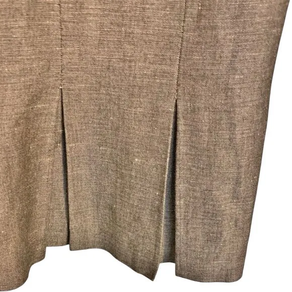Tahari Brown Melange Linen Blend Skirt Suit Jacket Size 8 Career 2 Pc Set Blazer
